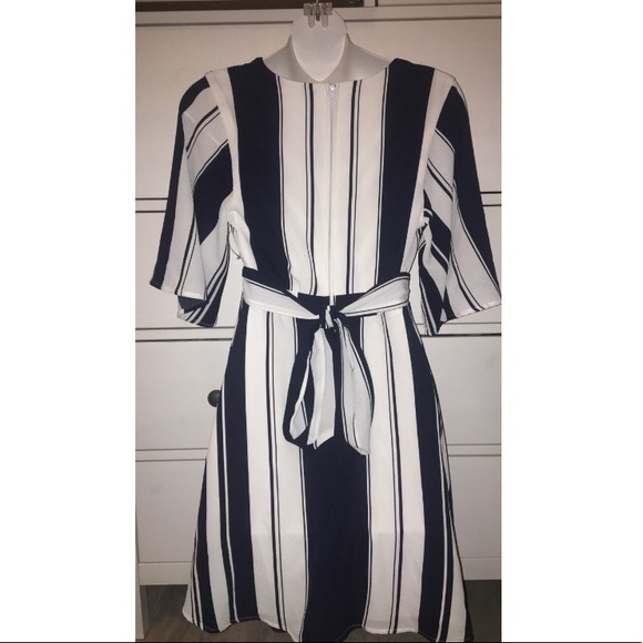 Navy blue & White striped Dress - Picture 2 of 2